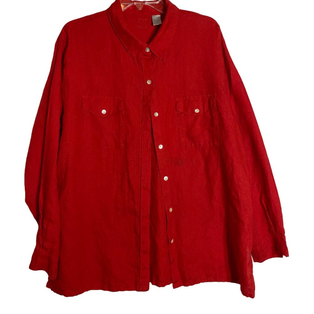 Chico's Red Button-Up Shirt
